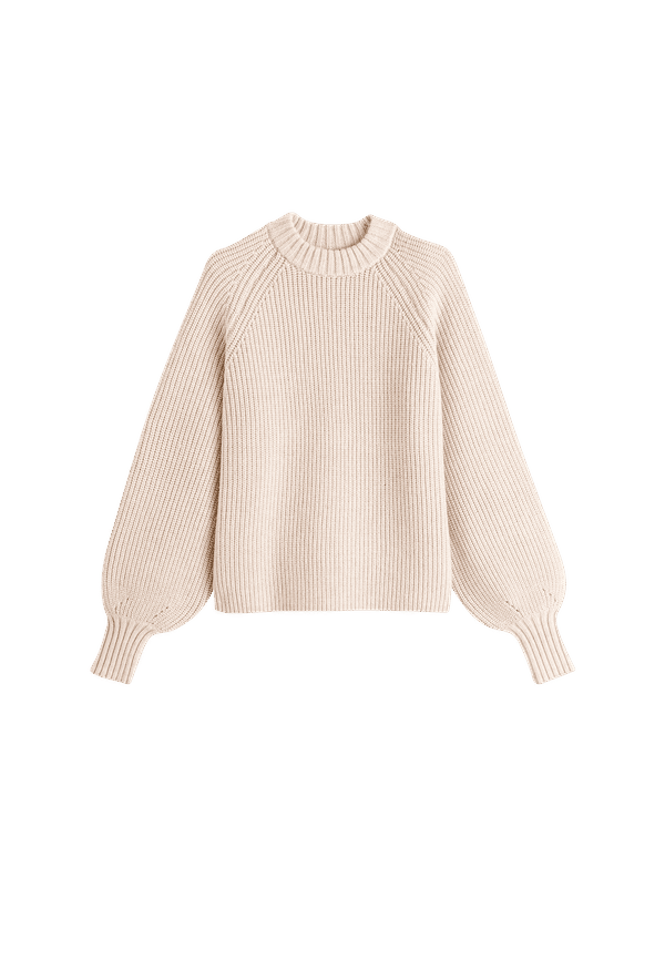 La Redoute - Tröja med rund halsringning och lång puffärm - Brun