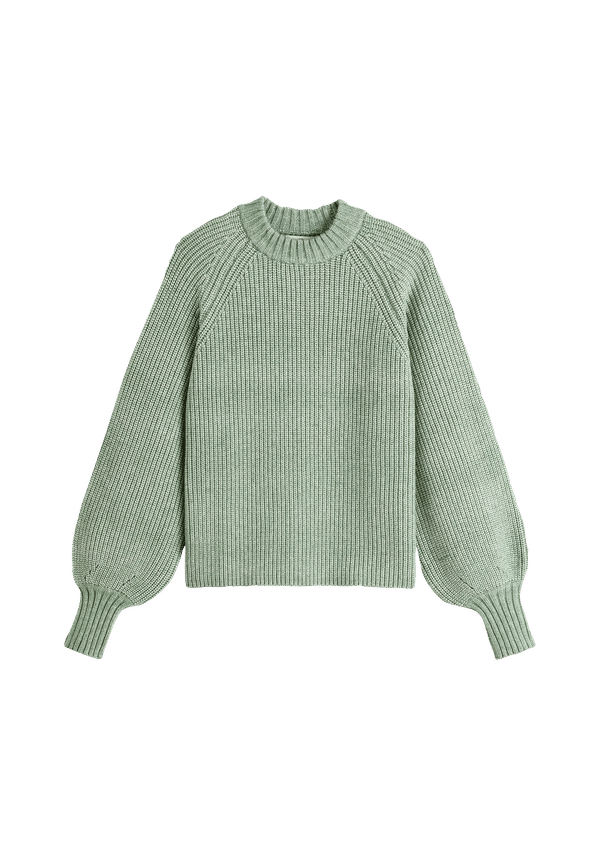 La Redoute - Tröja med rund halsringning och lång puffärm - Grön