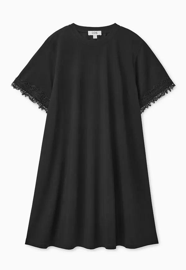 LACE-TRIMMED T-SHIRT DRESS