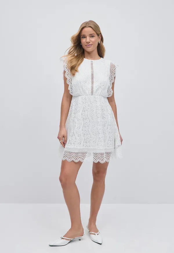 Gina Tricot - Lace dress - miniklänningar - Vit - 32 - Dam