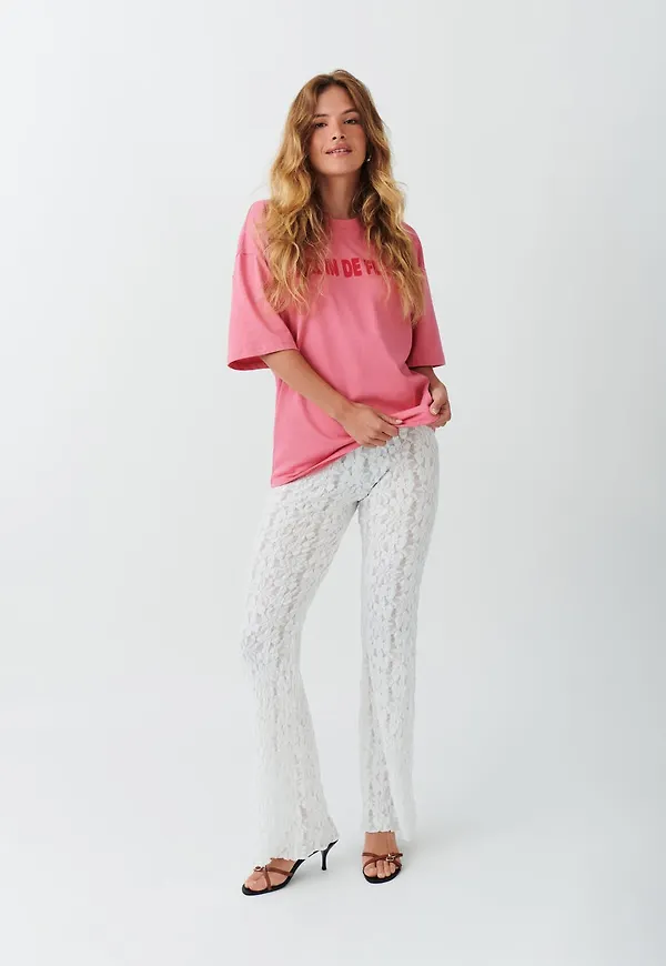 Lace flare trousers
