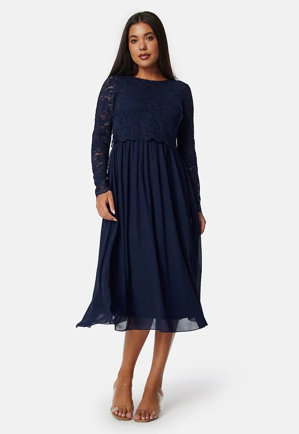 Lace Long Sleeve Midi Dress