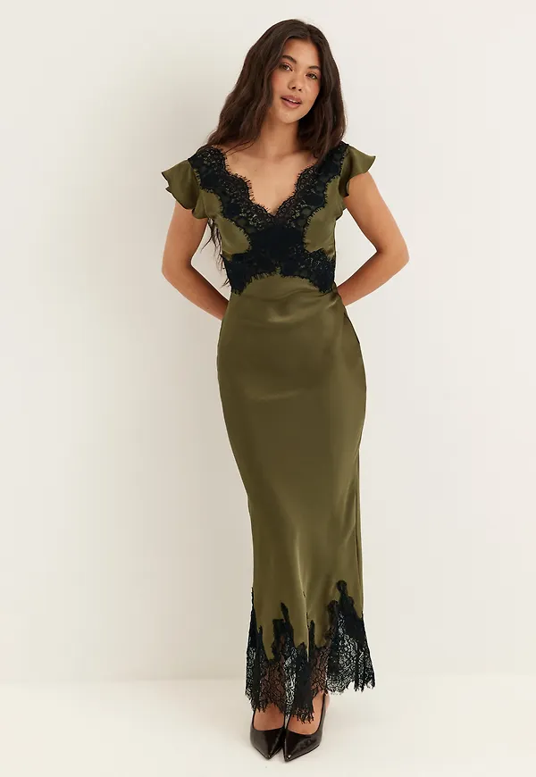 Lace Satin Maxi Dress – Bubbleroom