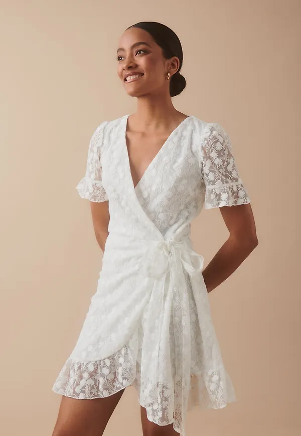 Lace wrap mini dress