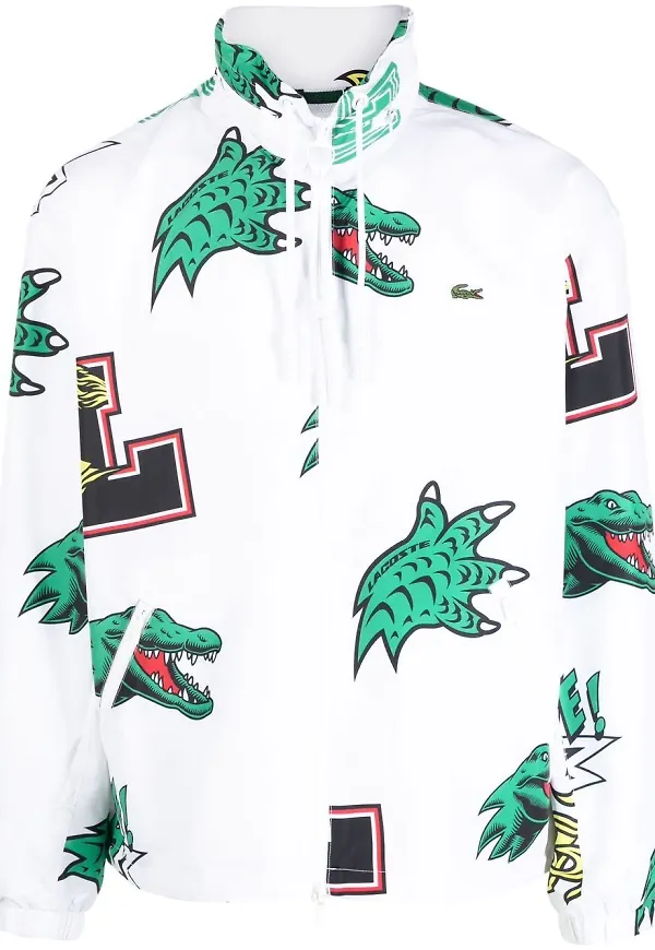 Lacoste collegejacka med dragkedja - Vit