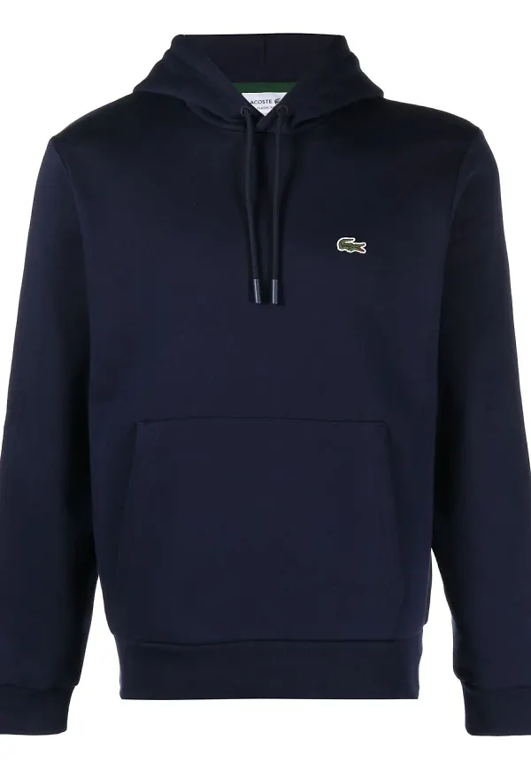 Lacoste fleecehoodie med logotyp - Blå