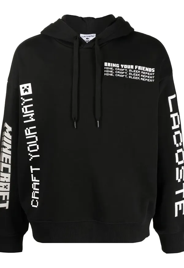 Lacoste hoodie med 8-bitstryck - Svart
