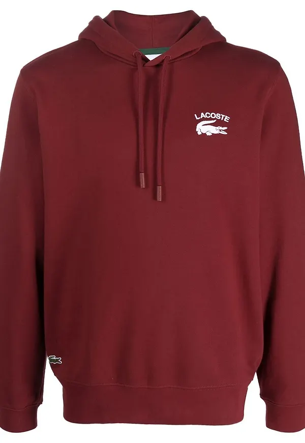 Lacoste hoodie med dragsko - Röd