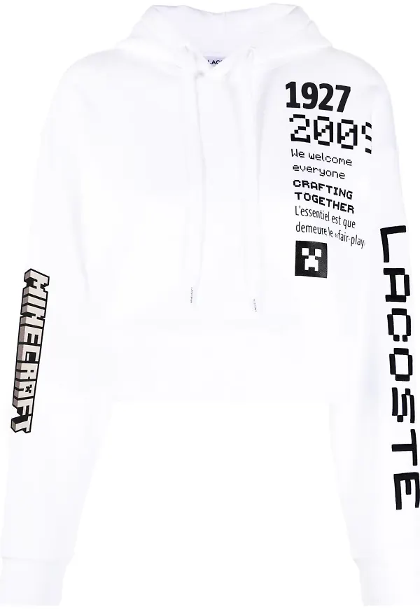Lacoste hoodie med grafiskt tryck - Vit