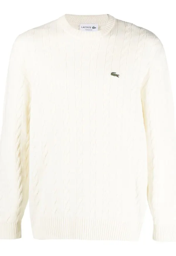Lacoste kabelstickad tröja - Neutral