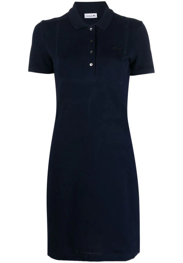 Lacoste kortärmad klänning med pikékrage - Blå