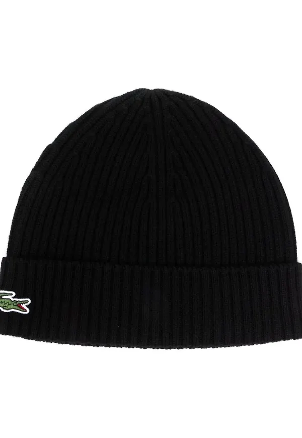 Lacoste ribbstickad mössa - Svart
