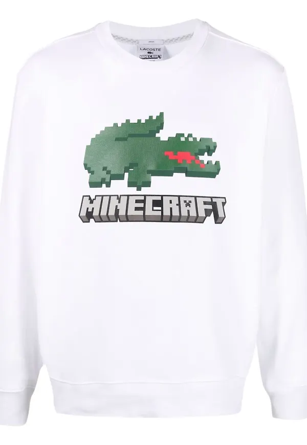 Lacoste sweatshirt med Minecraft-tryck - Vit