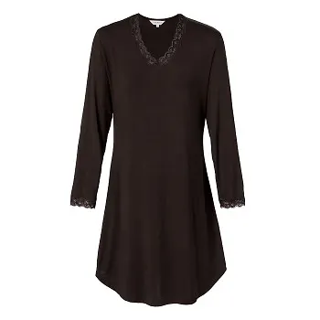 Lady Avenue Bamboo Nightdress With Long Sleeve Mörkbrun Bambu Medium Dam