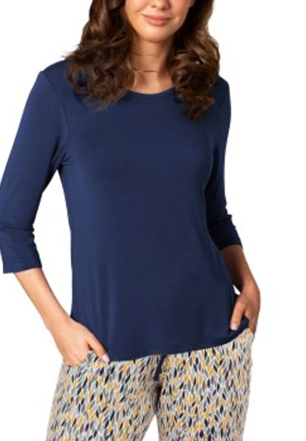 Lady Avenue Bamboo Pyjamas Three Quarter Sleeve Marin mönstrad Bambu XX-Large Dam