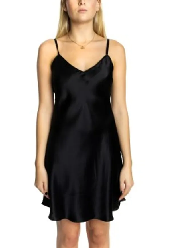 Lady Avenue Silk Satin Nightgown Svart silke X-Small Dam
