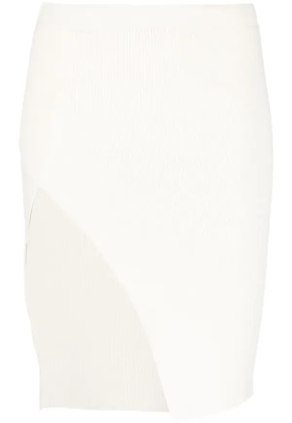 Laneus ribbstickad asymmetrisk midikjol - Vit