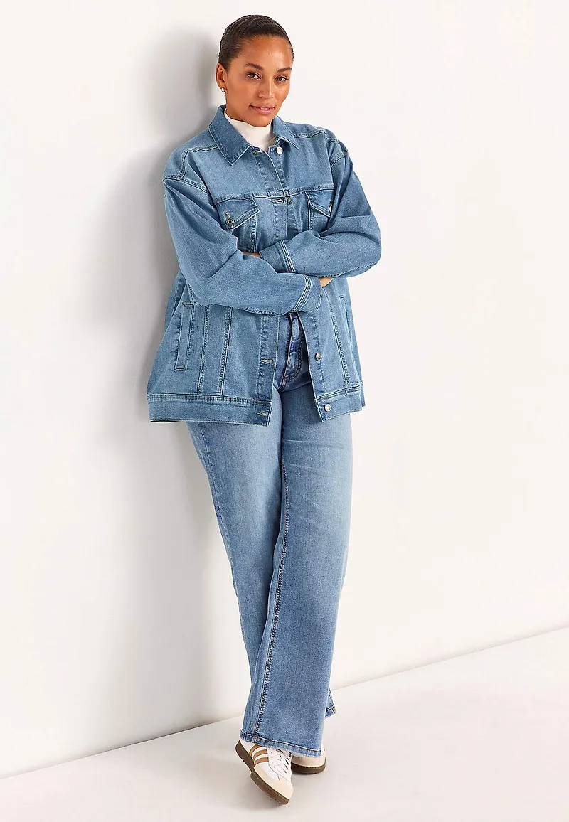 Lång jeansjacka med stretch