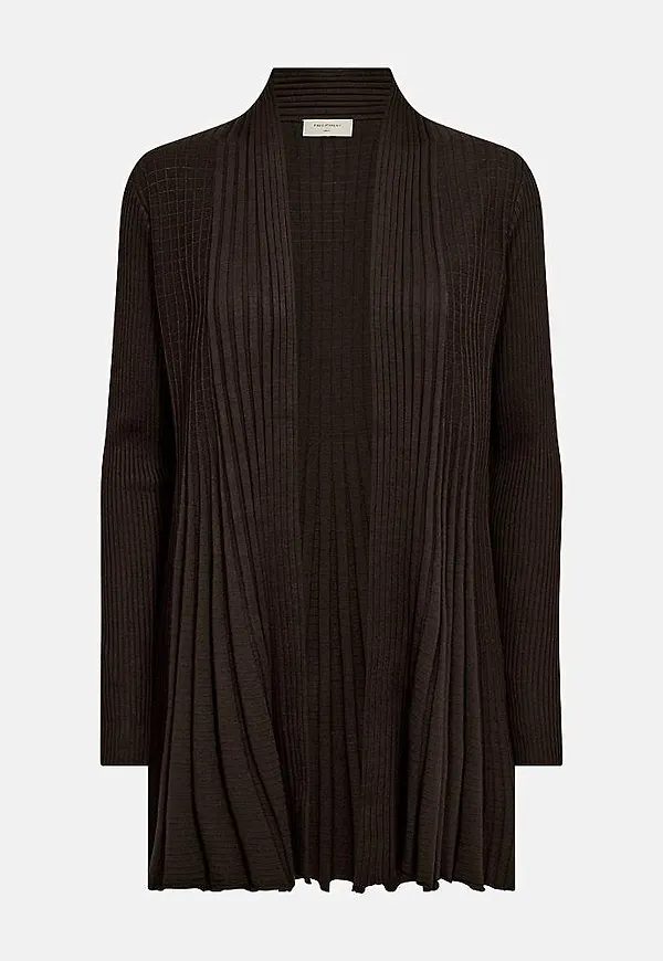 Lång, ribbad cardigan
