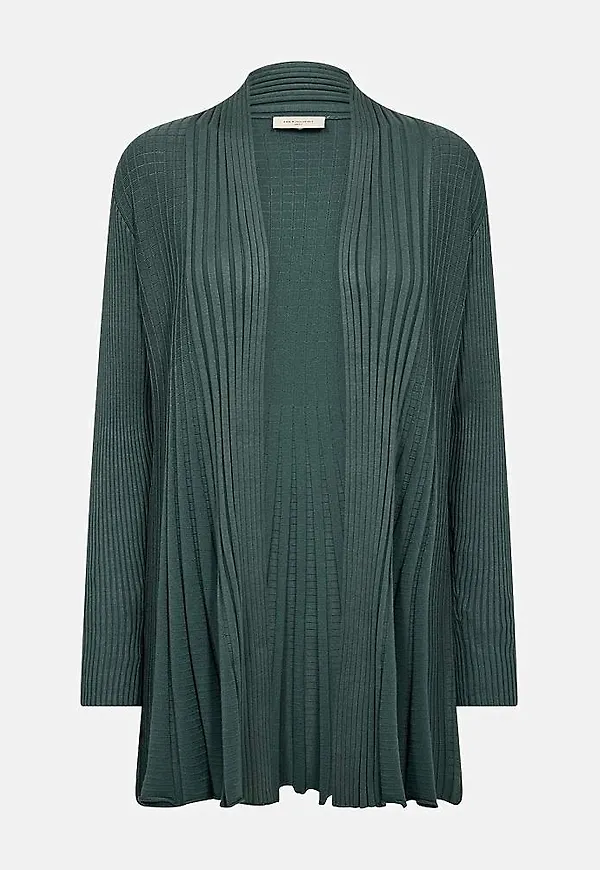 Lång, ribbad cardigan