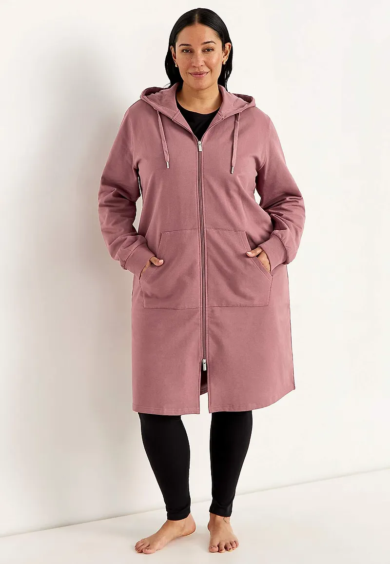 Lång sweatshirtjacka med dragkedja