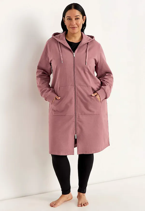 Lång sweatshirtjacka med dragkedja
