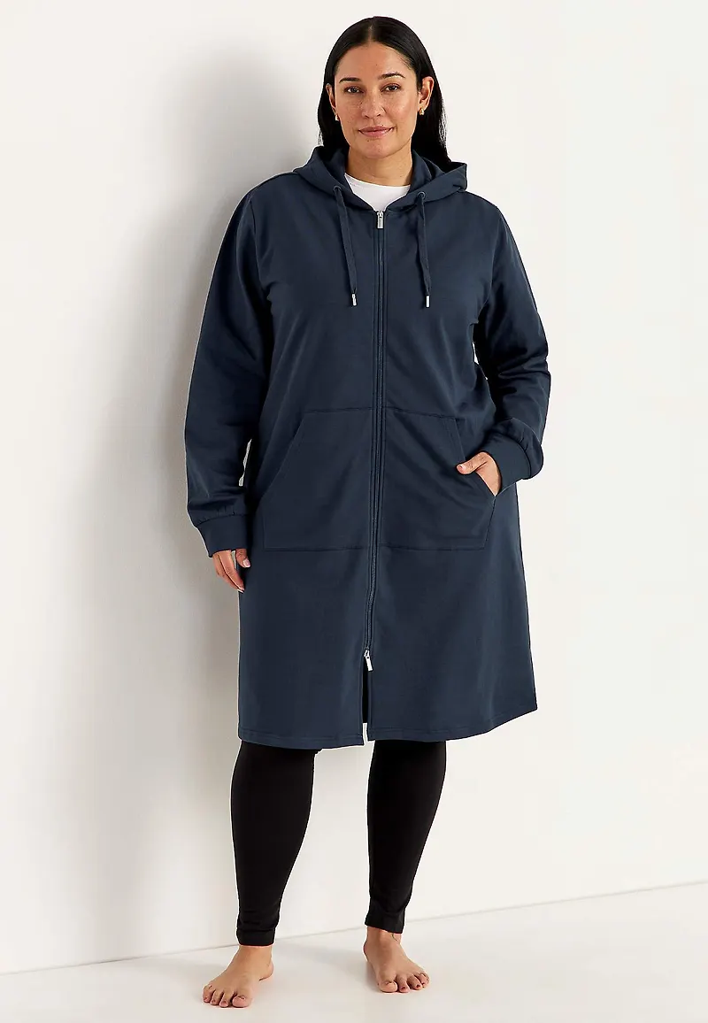 Lång sweatshirtjacka med dragkedja