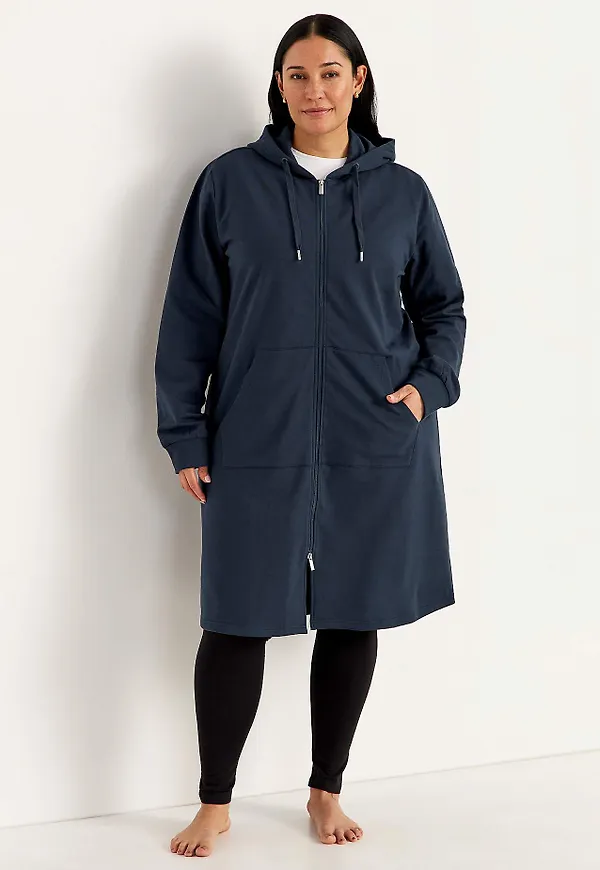 Lång sweatshirtjacka med dragkedja