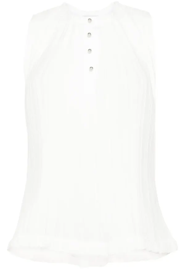 Lanvin ärmlös plisserad topp - Vit