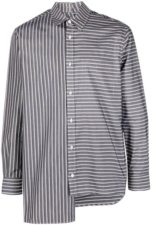 Lanvin asymmetric striped shirt - Grå