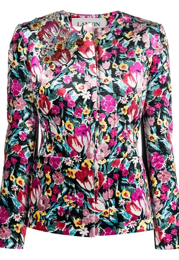 Lanvin blommig långärmad blus - Svart