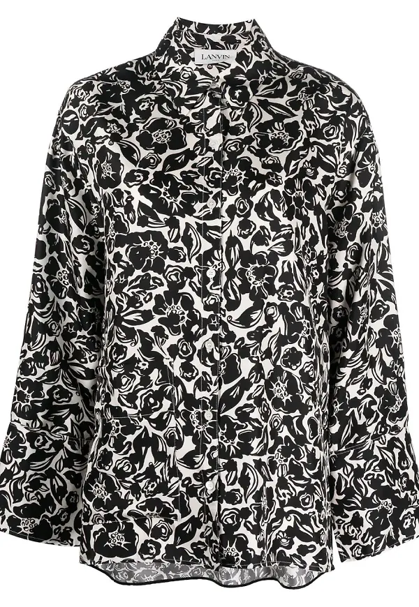 Lanvin blommig sidenskjorta - Svart