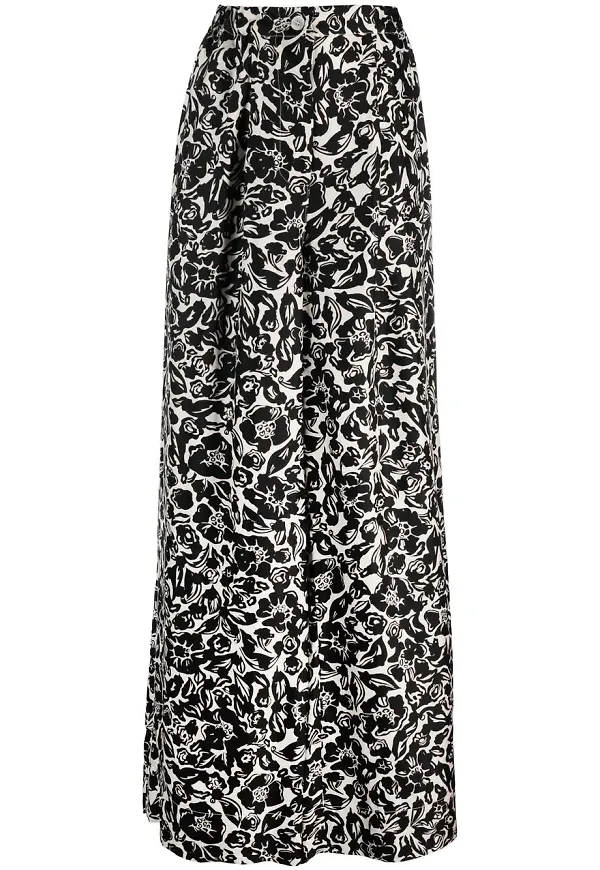 Lanvin blommiga byxor med vida ben - Svart