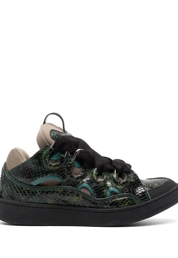 Lanvin Curb ormskinnsmönstrade sneakers - Grön