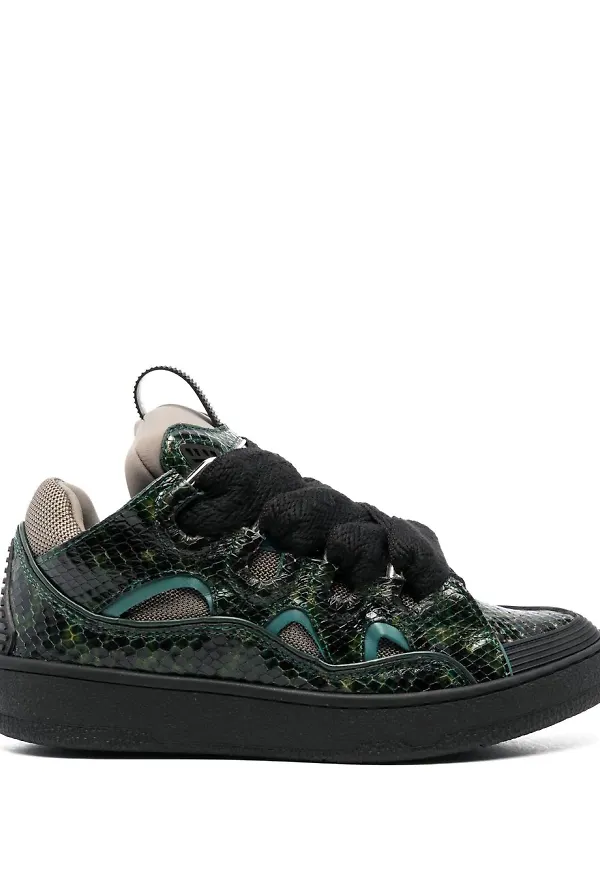 Lanvin Curb ormskinnsmönstrade sneakers - Svart
