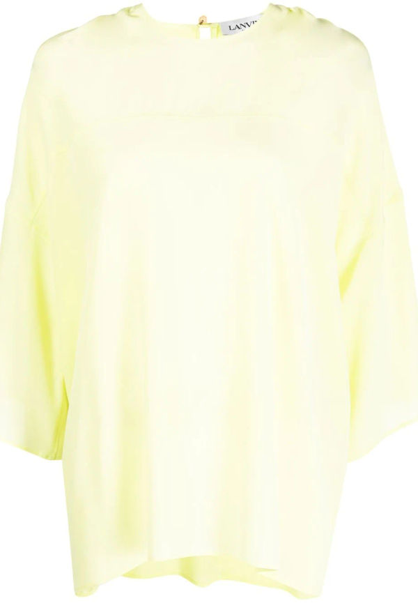 Lanvin draperad sidenblus - Grön