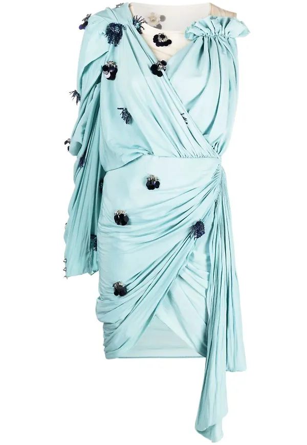 Lanvin enaxlad midiklänning med strass - Grön