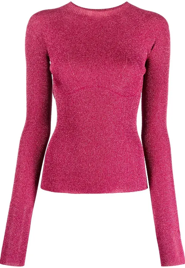 Lanvin finstickad tröja med metallic-finish - Rosa