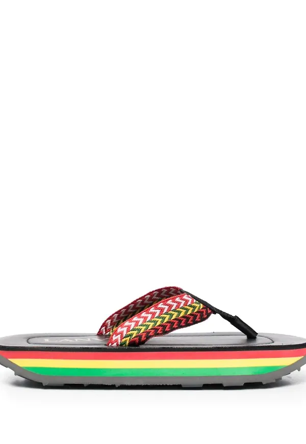 Lanvin flipflops med regnbågsfärgad sula - Svart