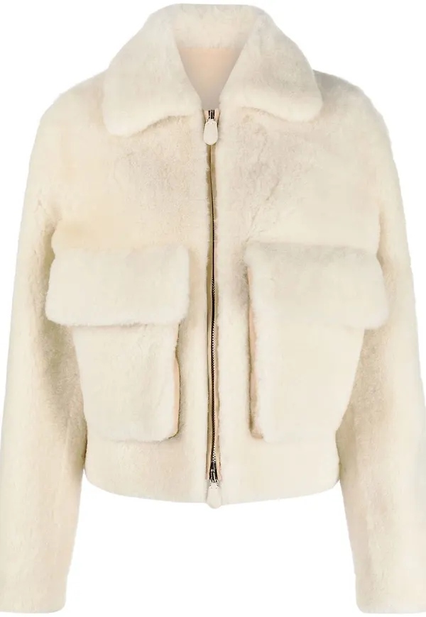 Lanvin fårskinnsjacka med dragkedja - Neutral