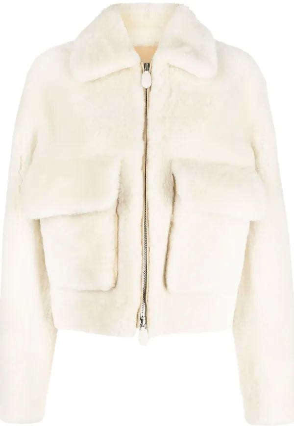 Lanvin fårskinnsjacka med dragkedja - Neutral