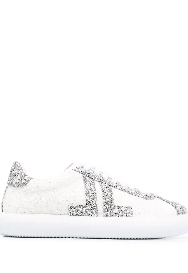 Lanvin glittriga låga sneakers - Vit
