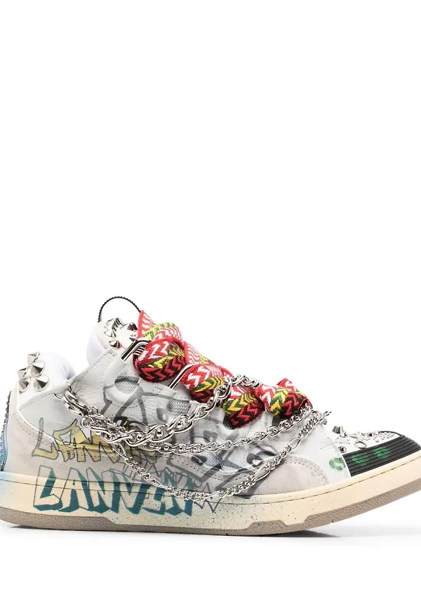 Lanvin graffitimönstrade sneakers - Vit