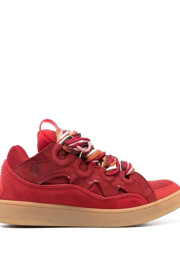 Lanvin grova sneakers i mocka - Röd