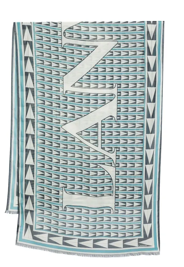 Lanvin halsduk med geometriskt tryck - Blå