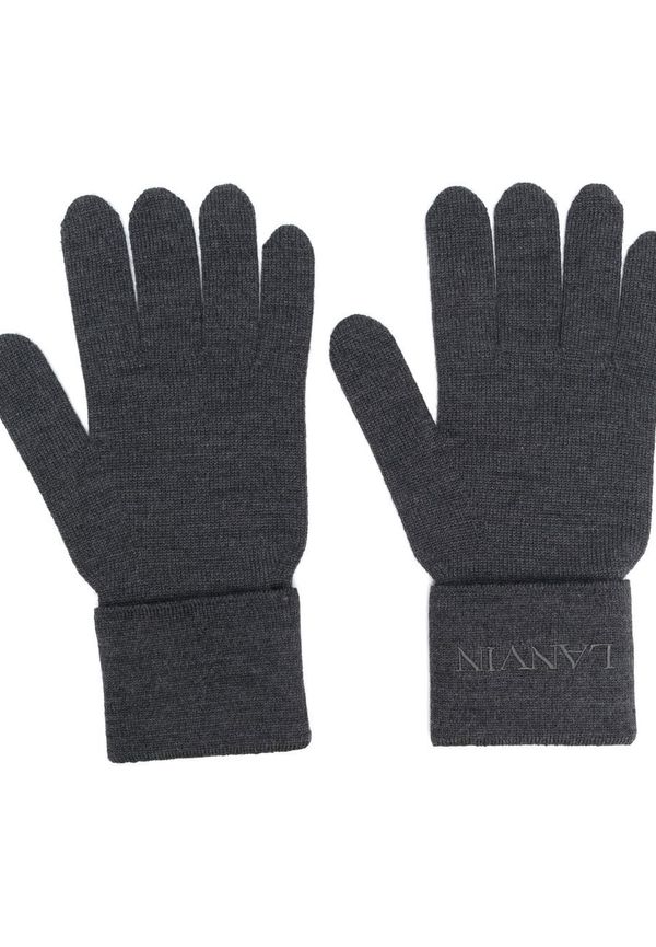 Lanvin handskar med broderad logotyp - Grå