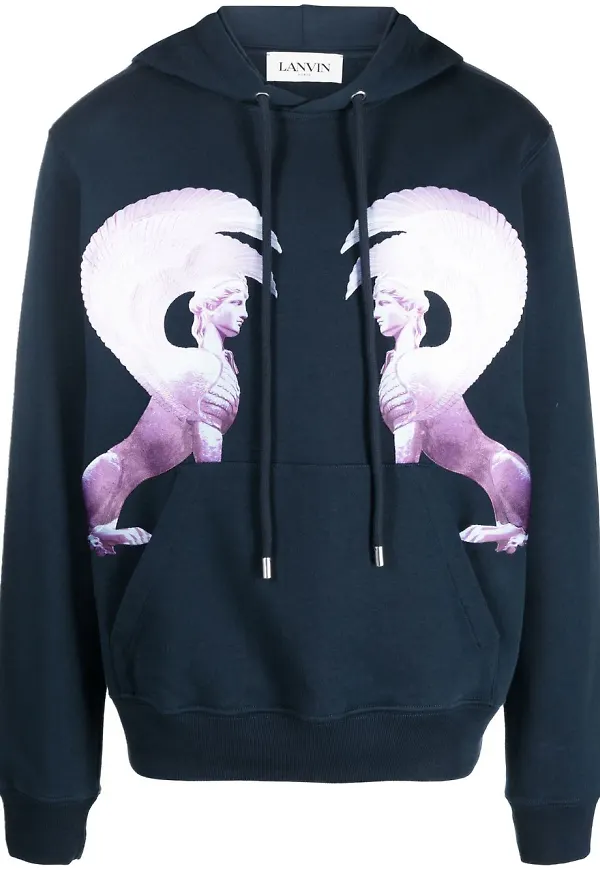 Lanvin hoodie med grafiskt tryck - Blå