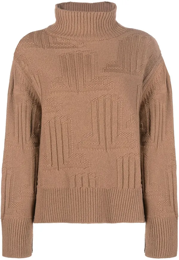 Lanvin intarsiastickad tröja med logotyp - Brun
