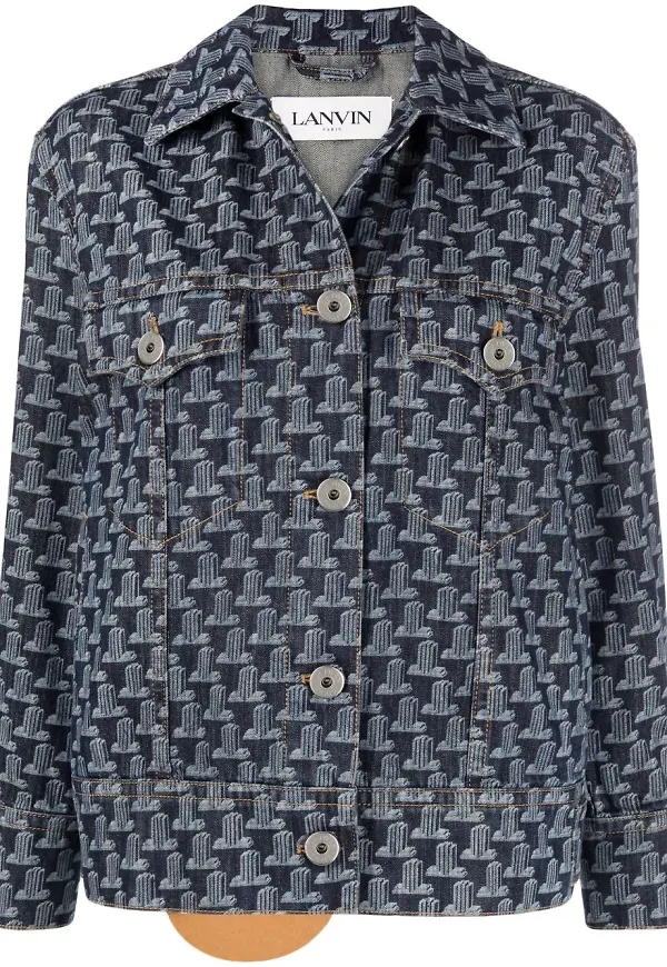 Lanvin jeansjacka med monogram - Blå