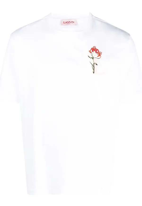 Lanvin L flower patch T-shirt - Vit